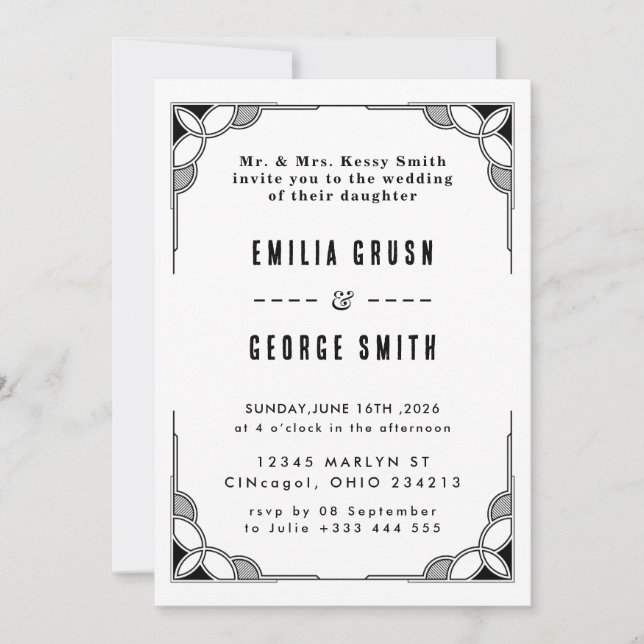 Old Money Classic Luxury Wedding Invitation (Front)