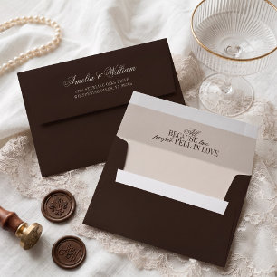 Old Money Classy Timeless Brown Cream Wedding Envelope