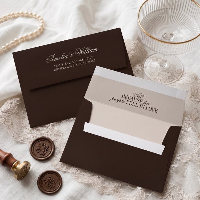 Old Money Classy Timeless Brown Cream Wedding Envelope (Creator Uploaded)