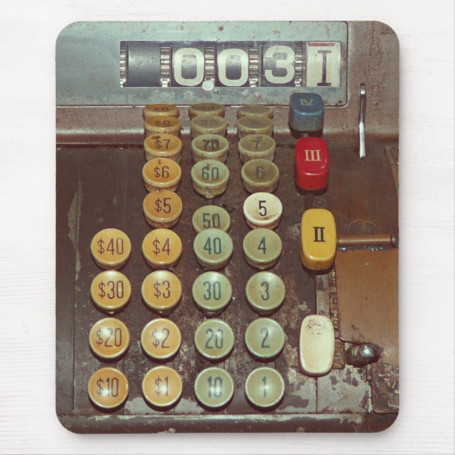 Old Money Counter - Antique Cash Register Mouse Pad (Front)
