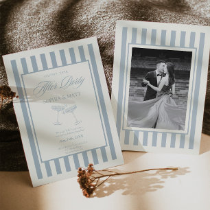 Old Money Elopement Wedding Invitation Blue