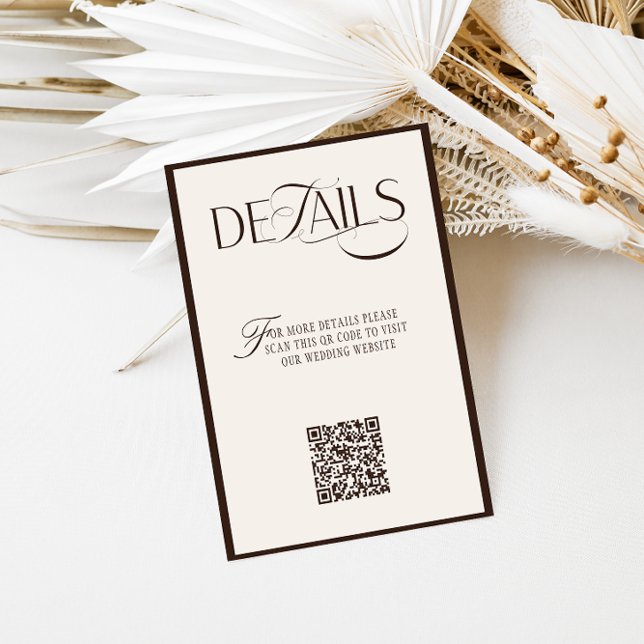 Old Money Espresso Brown Wedding Details Enclosure Card (Creator Uploaded)