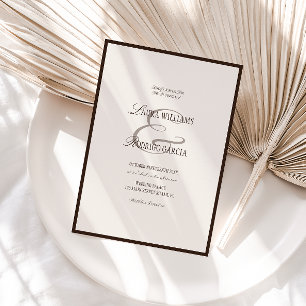 Old Money Espresso Ivory Wedding Invitation