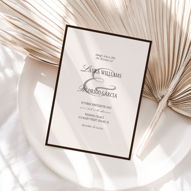 Old Money Espresso Ivory Wedding Invitation (Creator Uploaded)