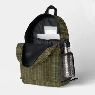 Old Money Forest Green Rust Orange Tartan Plaid  Printed Backpack