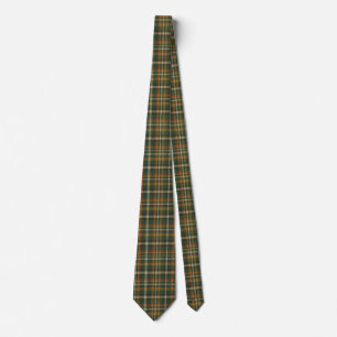 Old Money Forest Green Rust Orange Tartan Plaid Tie