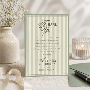 Old Money Green Ivory Wedding Thank You Card