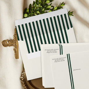 Old Money Green Stripe Wedding Envelope