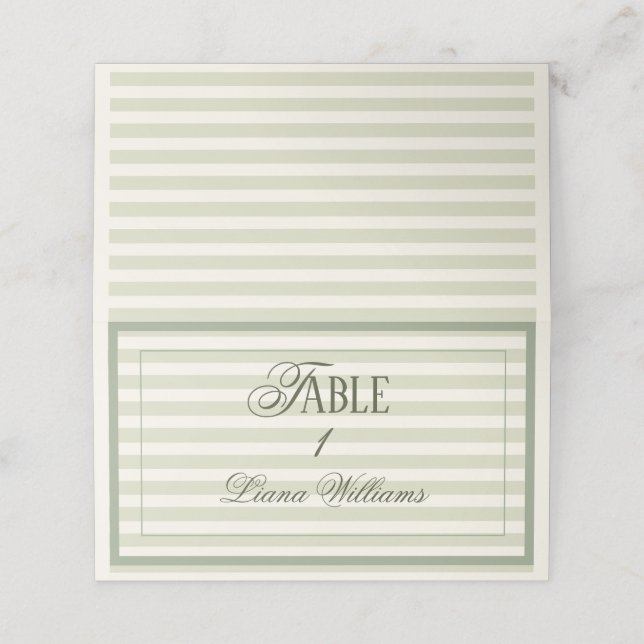Old Money Green Wedding Place Card (Outside Unfolded)