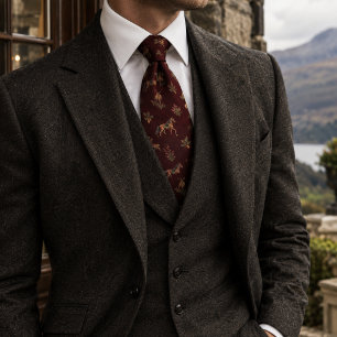 Old Money Highland Stag Horse Heritage Burgundy Tie