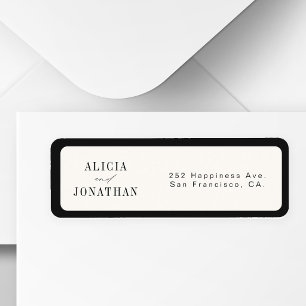 Old money ivory black wedding return address label