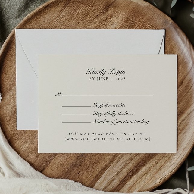 Old Money, Ivory Wedding Rsvp  Card (Creator Uploaded)