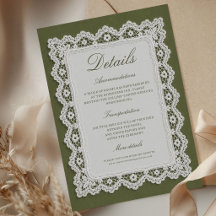 Old Money Lace Doily Olive Green Wedding Details