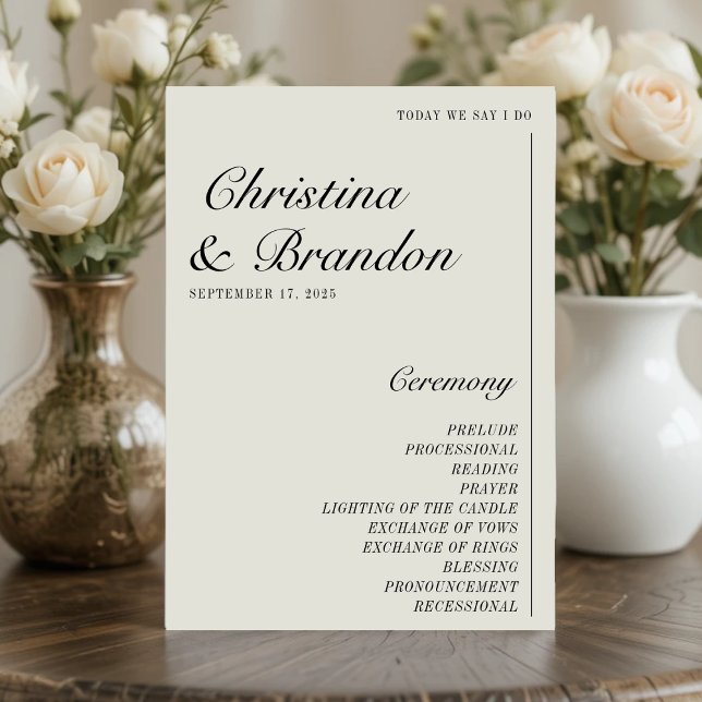 Old Money Minimalist Ecru White Wedding Program (Old Money Minimalist Ecru White Wedding Program
)