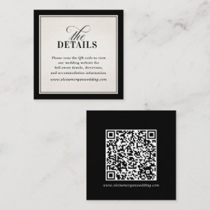 Old Money Modern Formal Black Luxury Chic Wedding Enclosure Card