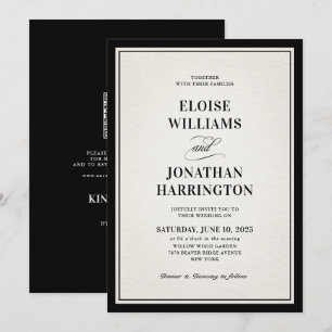 Old Money Modern Formal Black QR Code Chic Wedding Invitation