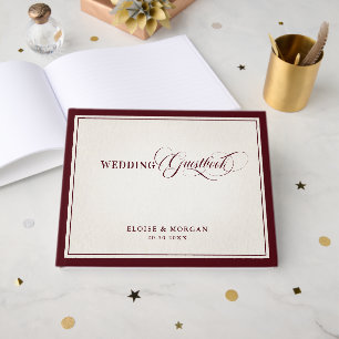 Old Money Modern Formal Burgundy Luxury Wedding Guest Book