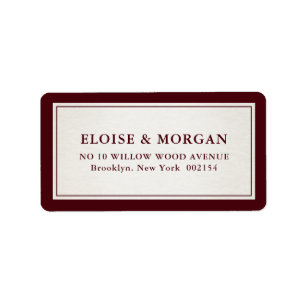Old Money Modern Formal Burgundy Luxury Wedding Label