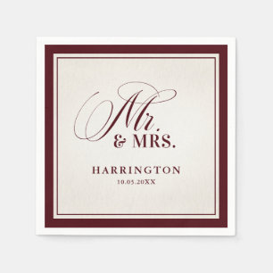 Old Money Modern Formal Burgundy Luxury Wedding Napkin