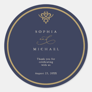 Old Money Navy Blue Wedding Sticker