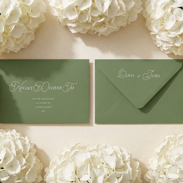 Old Money Olive Lace Wedding Envelope (Creator Uploaded)