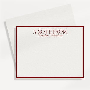 Old Money Red Border Modern Bold Text Note card