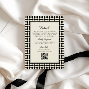 Old Money Retro Diamond Chequered Wedding Enclosure Card