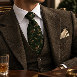 Old Money River Otter Trout Stream Forest Green Tie
