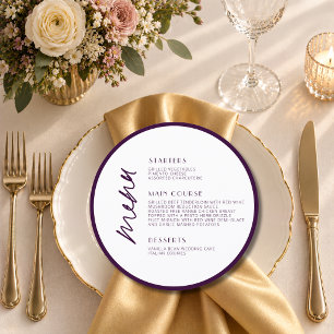 Old Money Round Welcome Wedding Dinner Menu