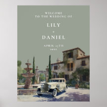 Old Money Sage Green Wedding Welcome Sign