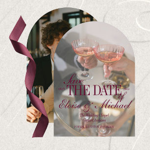 Old Money Script Overlay Double-sided Photo Save The Date
