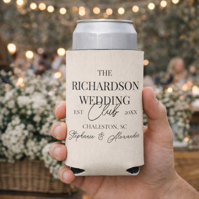 Old Money Social Club Custom Wedding Merch Favor Seltzer Can Cooler (Creator Uploaded)
