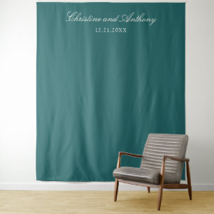 Old Money Teal Classic Wedding Backdrop Tapestry