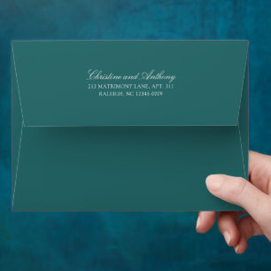 Old Money Teal Classic Wedding Envelope