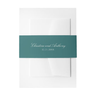 Old Money Teal Classic Wedding Invitation Belly Band