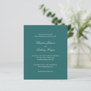Old Money Teal Classic Wedding Save the Date