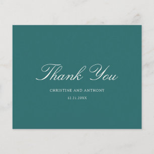 Old Money Teal Classic Wedding Thank You Card
