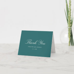 Old Money Teal Classic Wedding Thank You Card