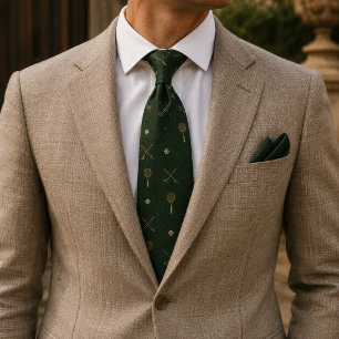 Old Money Tennis Racket Country Club Green Tie