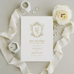 Old Money Vintage Crest Wedding Save The Date<br><div class="desc">Set a statement for your upcoming wedding day with our Old Money Vintage Crest Save The Date Card. Designed for couples who appreciate sophistication and a classic sense of style, this luxurious card features a beautifully detailed vintage crest, evoking old-world charm and timeless elegance. Crafted with intricate flourishes and ornate...</div>