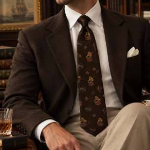 Old Money Vintage Gramophone Record Espresso Tie