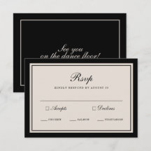 Old Money Wedding Classic Black RSVP Card