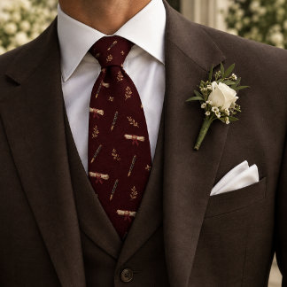Old Money Wedding Invitation Scroll Burgundy Tie