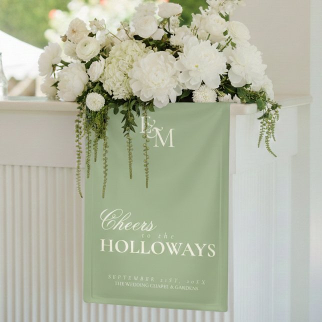 Old Money Wedding Reception Decor Banner (Old Money Wedding Couple Cocktail Hour Bar Banner)