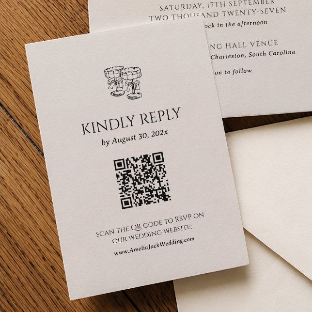 Old Money Wedding RSVP Card Qr Code (Creator Uploaded)