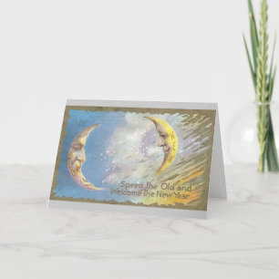 Old Moon and New Moon Holiday Card