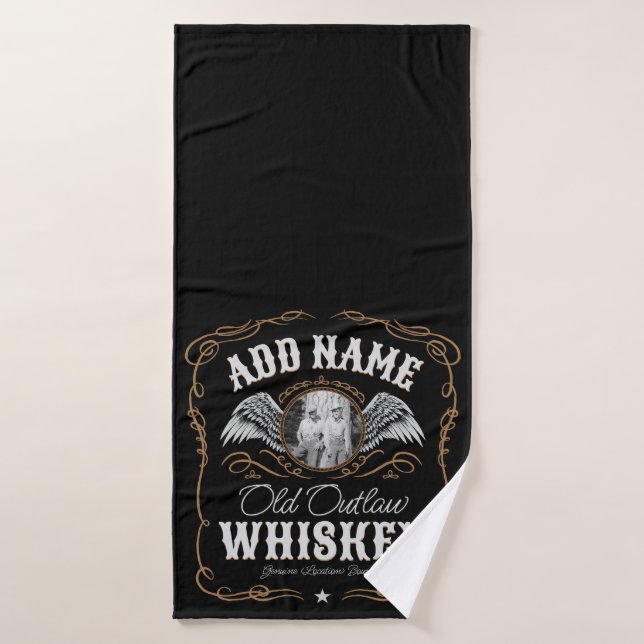  Old Moonshine Whiskey Label ADD PHOTO Family Name Bath Towel Set (Bath Towel)