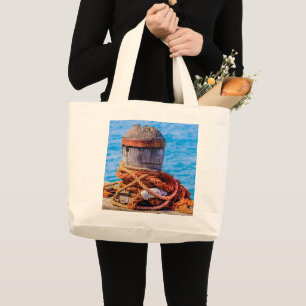 Old Mooring Bollard Large Tote Bag