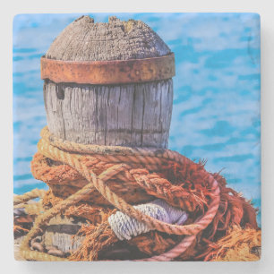 Old Mooring Bollard Stone Coaster