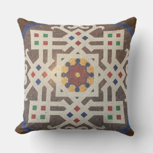Old mosaic tiles floor in Milan - Italian art Cushion